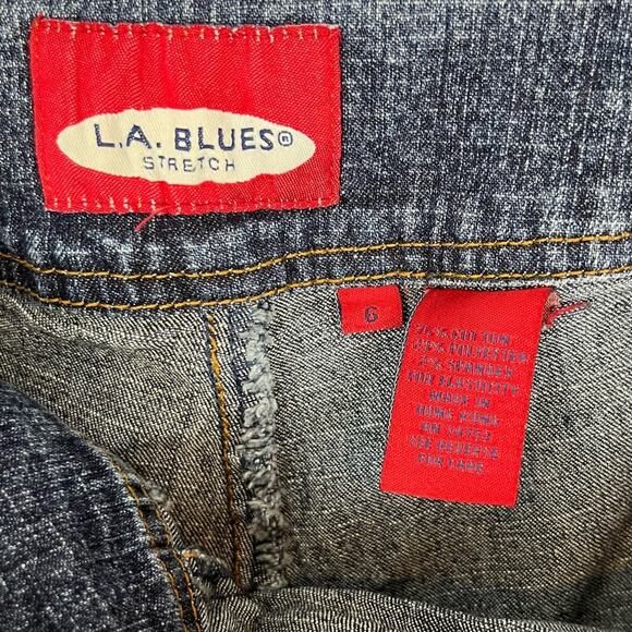 Vintage Jeans LA Blues Embellished Waist Flare Wide Leg Side Zip Y2K - Picture 8 of 10